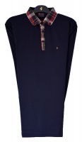 Gabicci - Plain long sleeve polo shirt with check collar